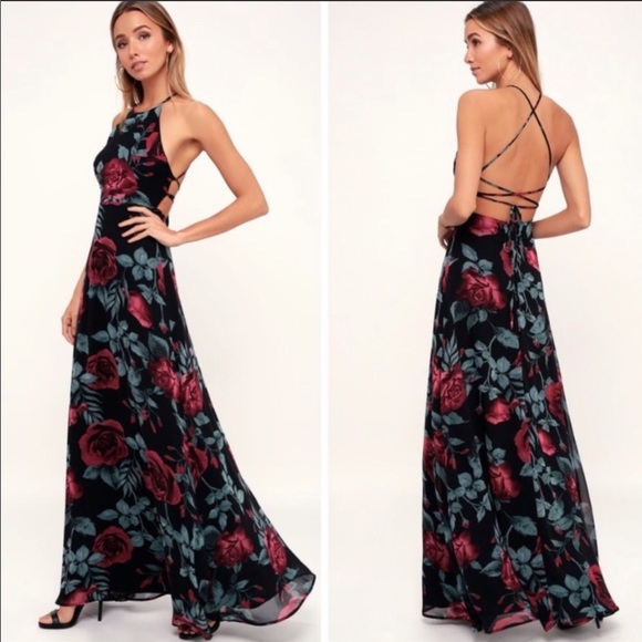 Lulus Dresses & Skirts - NWT Lulu’s Adventure Seeker Rose Print Maxi Dress